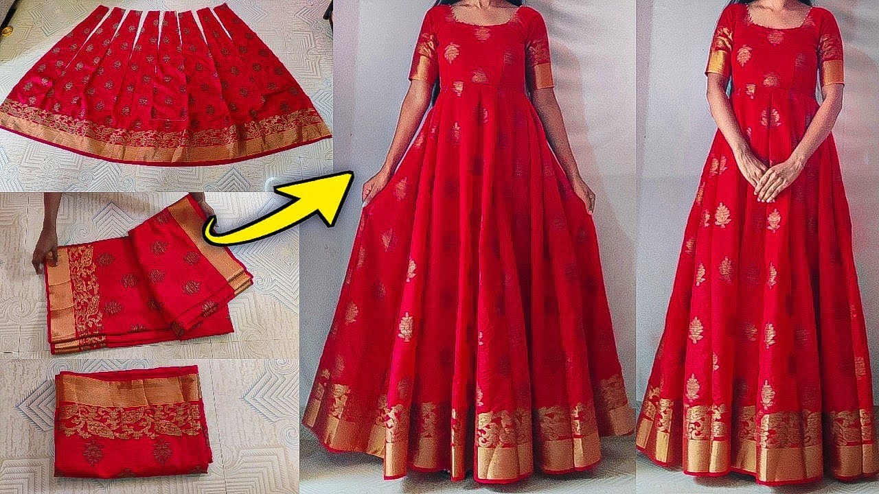 Latest Gown designs Ideas from Old Silk Saree / Beautiful Simple Stylish  Long Gowns - YouTube